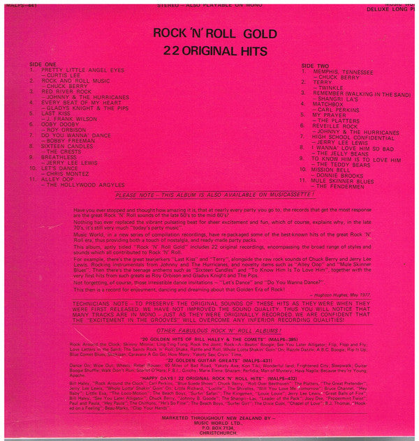 Various : Rock 'N' Roll Gold - 22 Original Hits (LP, Comp)