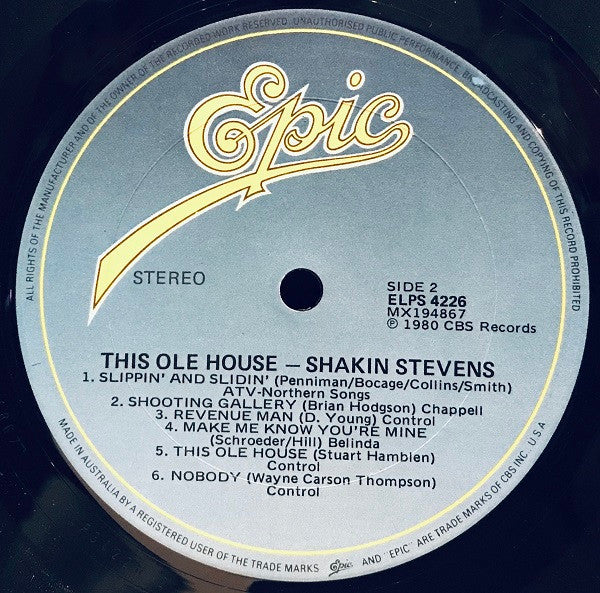 Shakin' Stevens : This Ole House (LP, Album, RE)