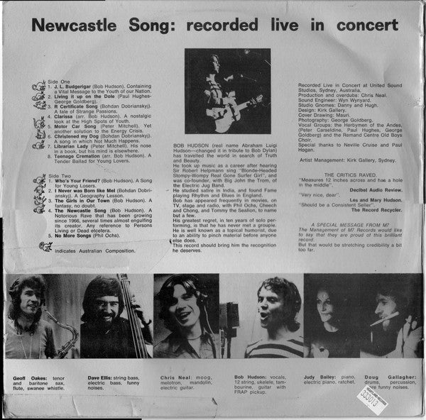 Bob Hudson (2) : Newcastle Song (LP, Album)