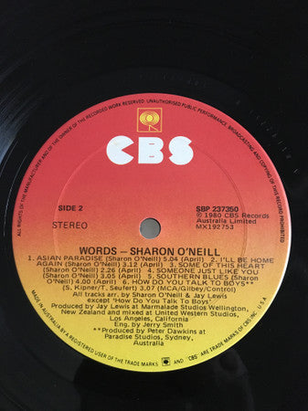 Sharon O'Neill : Words (LP, Album)