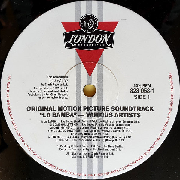 Various : La Bamba (Original Motion Picture Soundtrack) (LP, Album, Comp)