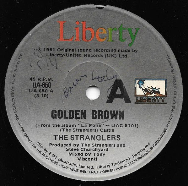 The Stranglers : Golden Brown (7", Single, Lar)