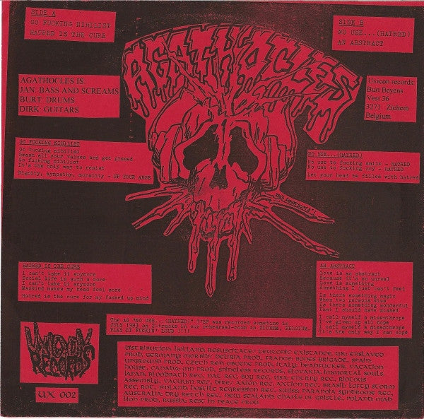Agathocles : No Use ... (Hatred) (7", EP, Red)