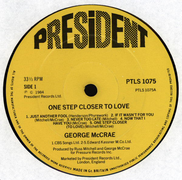 George McCrae : One Step Closer To Love (LP, Album)