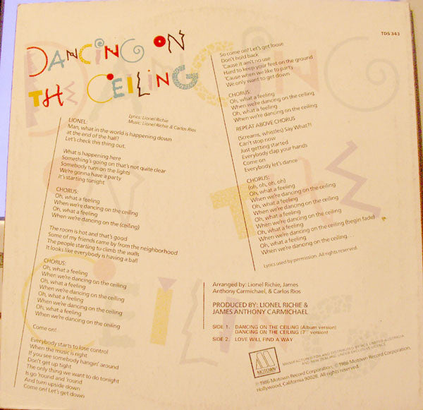 Lionel Richie : Dancing On The Ceiling (12")