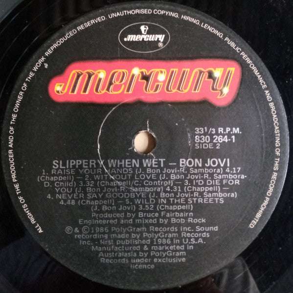 Bon Jovi : Slippery When Wet (LP, Album, RP)