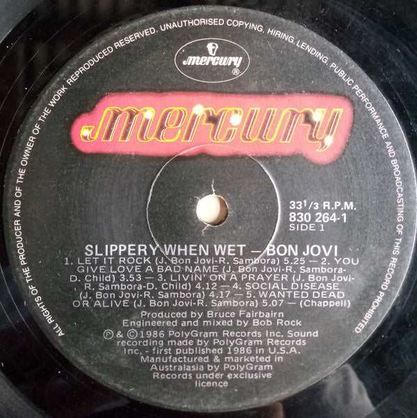 Bon Jovi : Slippery When Wet (LP, Album, RP)