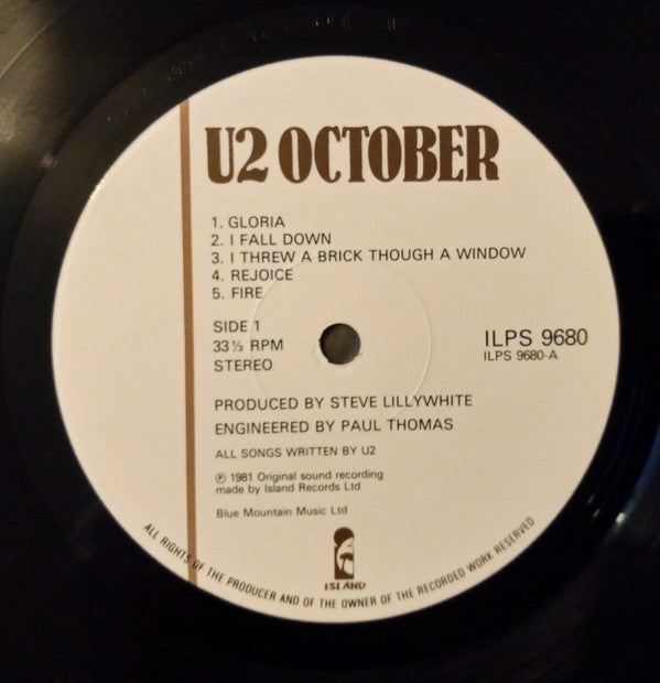 U2 : October (LP, Album, M/Print, 1st)