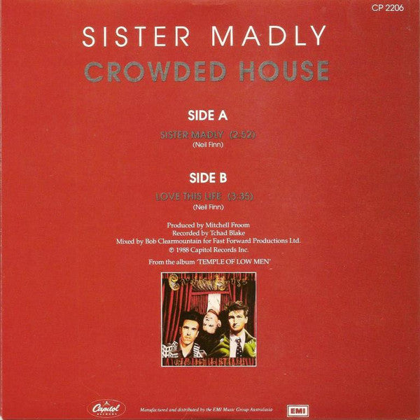 Crowded House : Sister Madly (7", Single)