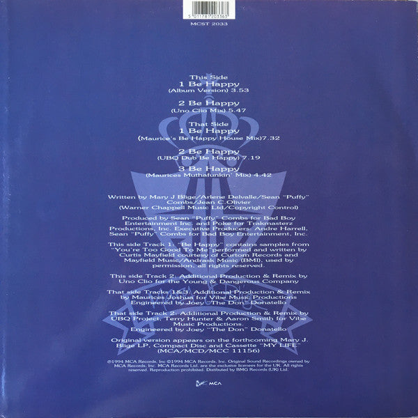 Mary J. Blige : Be Happy (12")