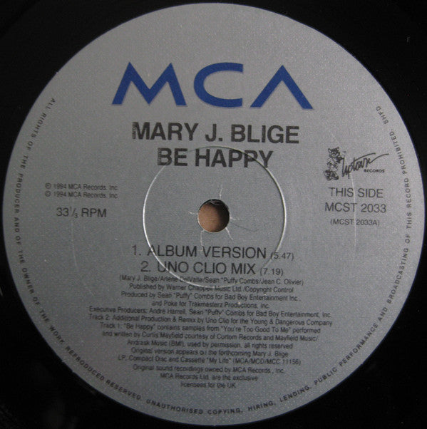 Mary J. Blige : Be Happy (12")