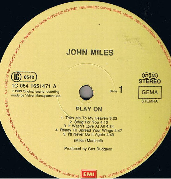 John Miles : Play On (LP, Album)