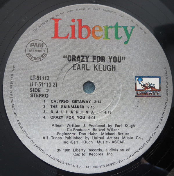 Earl Klugh : Crazy For You (LP, Album)