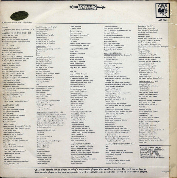 Simon & Garfunkel : Bookends (LP, Album)