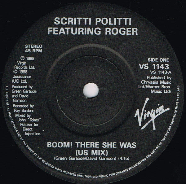 Scritti Politti Featuring Roger Troutman : Boom! There She Was (7", Single)