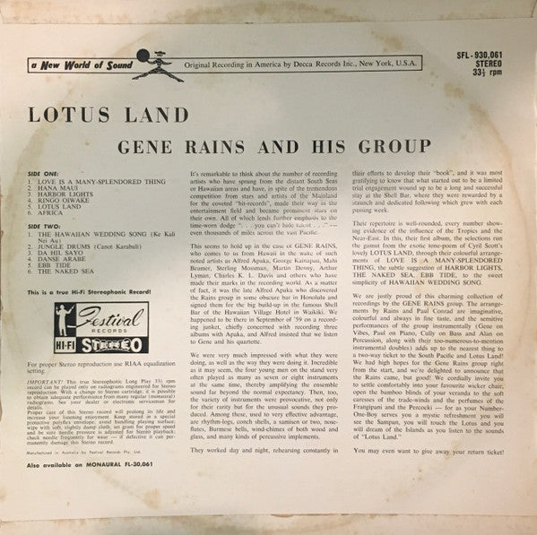 The Gene Rains Group : Lotus Land (LP)