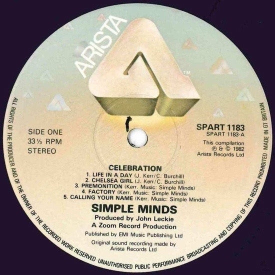 Simple Minds : Celebration (LP, Comp)