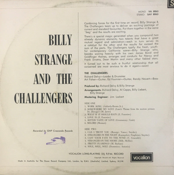 Billy Strange & The Challengers : Billy Strange & The Challengers (LP, Album)