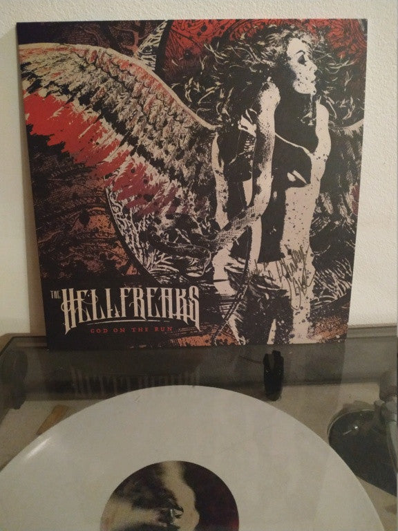 The Hellfreaks : God On The Run (LP, Album, Whi)