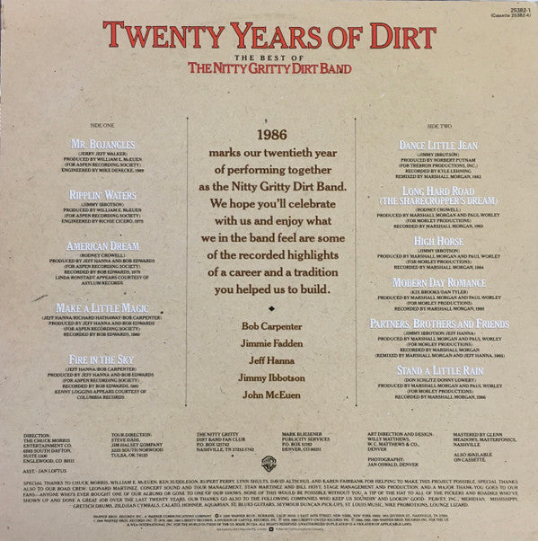 Nitty Gritty Dirt Band : Twenty Years Of Dirt - The Best Of The Nitty Gritty Dirt Band (LP, Comp)
