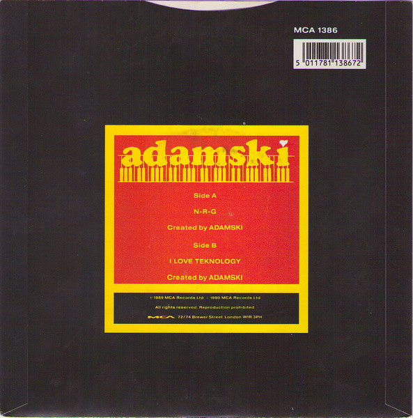 Adamski : N-R-G (7", Pap)