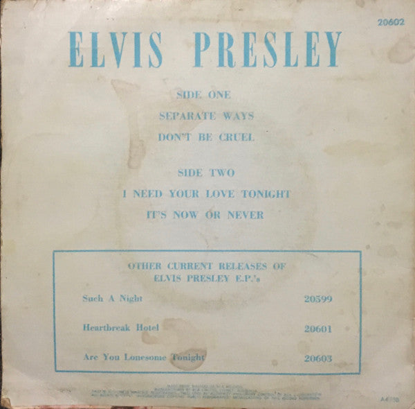 Elvis Presley : It's Now Or Never (7", EP)