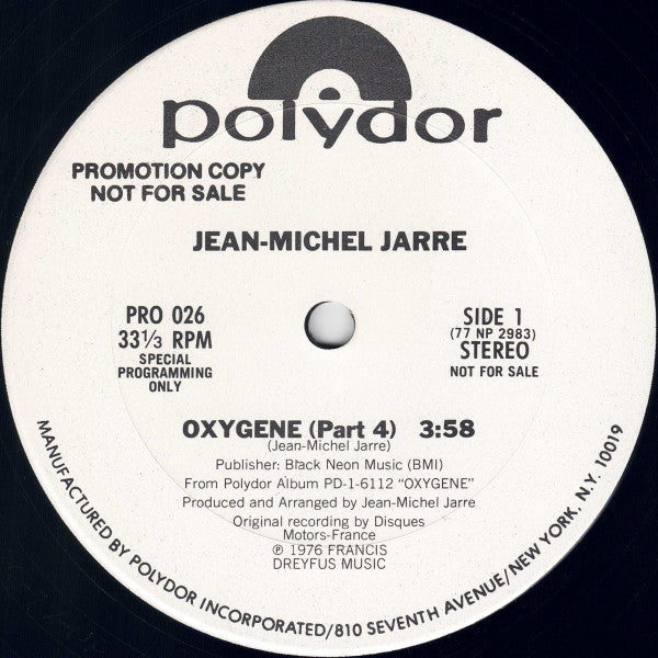 Jean Michel Jarre* : Oxygene (Part 4) (12", Promo)