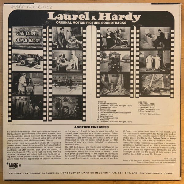 Laurel & Hardy : Original Motion Picture Soundtracks - Another Fine Mess (LP, Comp)