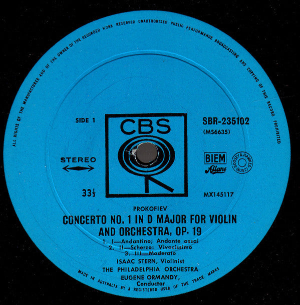 Isaac Stern, Eugene Ormandy, The Philadelphia Orchestra : Prokofiev Violin Concertos No. 1 In D Major & No. 2 In G Minor (LP)
