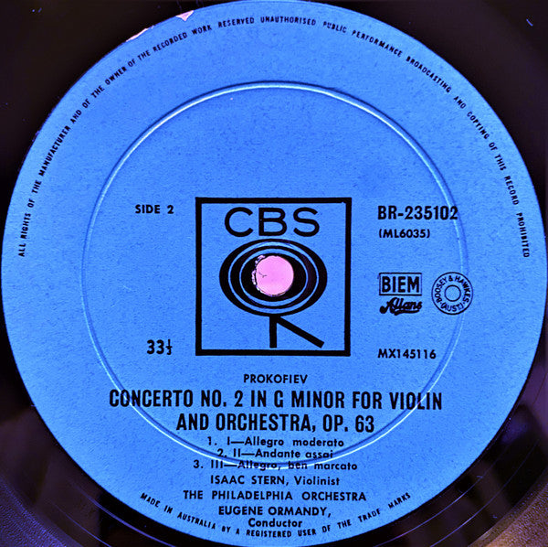 Isaac Stern, Eugene Ormandy, The Philadelphia Orchestra : Prokofiev Violin Concertos No. 1 In D Major & No. 2 In G Minor (LP)