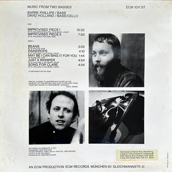 Dave Holland / Barre Phillips : Music From Two Basses (LP, Album, Mad)