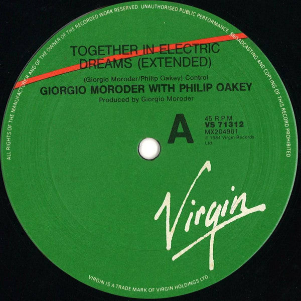 Giorgio Moroder With Philip Oakey : Together In Electric Dreams (12", Single)