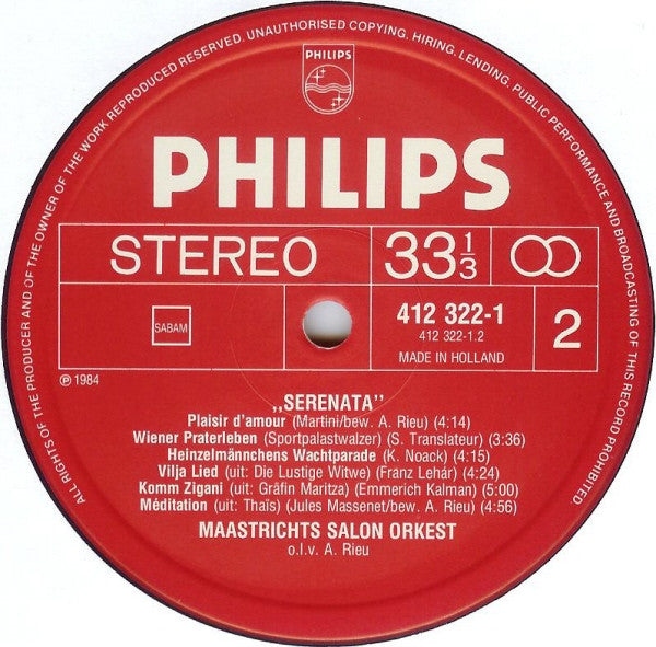 Maastrichts Salon Orkest : Serenata (LP, Album)