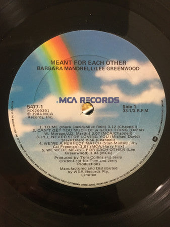 Barbara Mandrell / Lee Greenwood : Meant For Each Other (LP, Album)