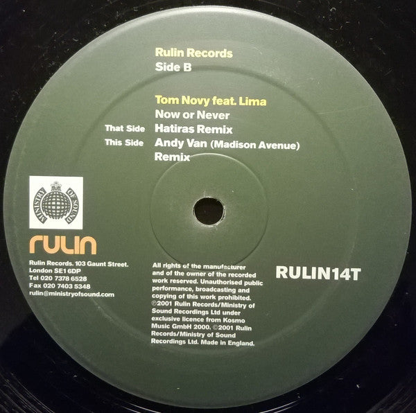 Tom Novy Feat. Lima : Now Or Never (12")