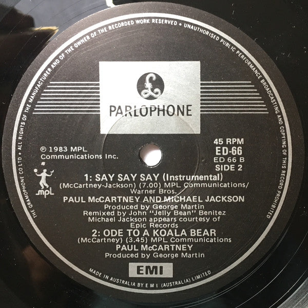 Paul McCartney ● Michael Jackson : Say Say Say (12", Single)