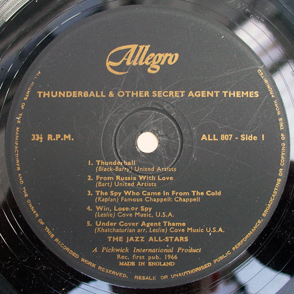 The Jazz All-Stars : Thunderball & Other Secret Agent Themes (LP, Album, Mono)