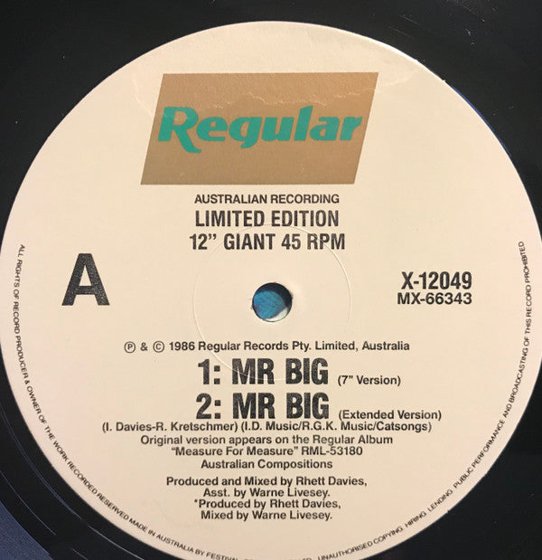 Icehouse : Mr Big (12", Ltd)
