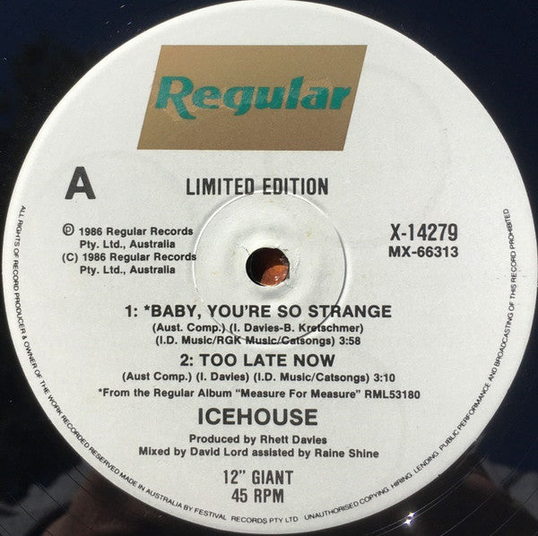 Icehouse : Baby, You're So Strange (Single Measures) (12", Single, Ltd)