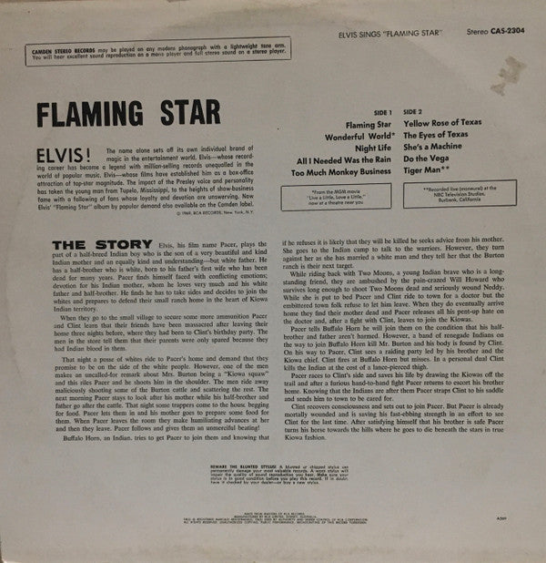 Elvis Presley : Elvis Sings "Flaming Star" (LP, Album)