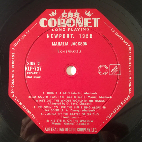 Mahalia Jackson : Newport 1958 (LP, Album, Mono)