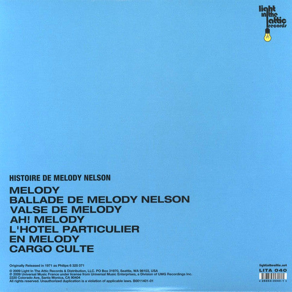 Serge Gainsbourg : Histoire De Melody Nelson (LP, Album, RE, RM, 180)