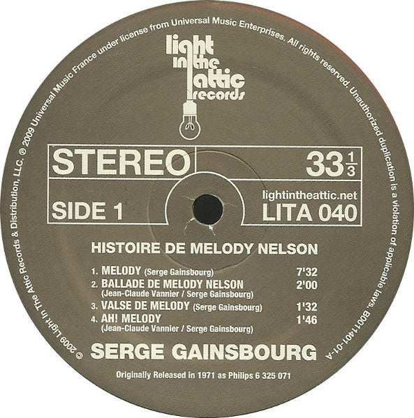 Serge Gainsbourg : Histoire De Melody Nelson (LP, Album, RE, RM, 180)