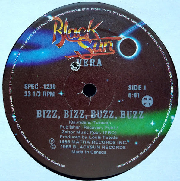 Vera (2) : Take Me To The Bridge / Bizz, Bizz, Buzz, Buzz (12", RE)