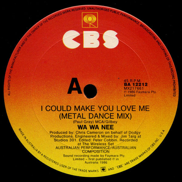 Wa Wa Nee : I Could Make You Love Me (12", Single)