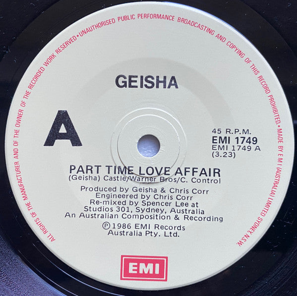 Geisha (3) : Part Time Love Affair (7", Single)