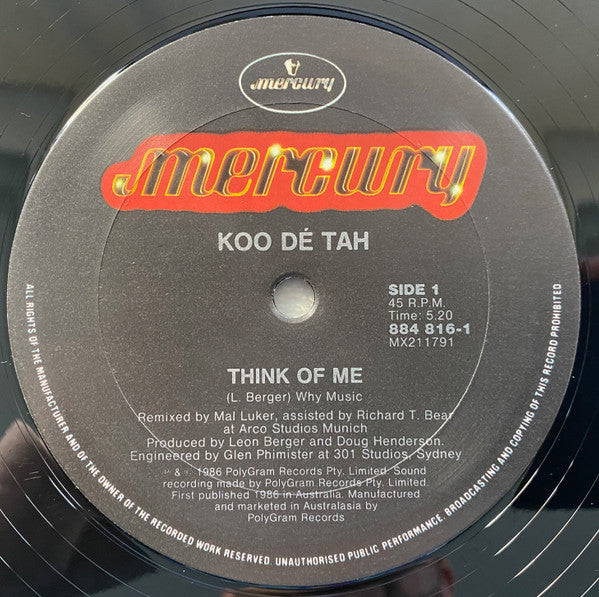 Koo Dé Tah : Think Of Me (12", Single)