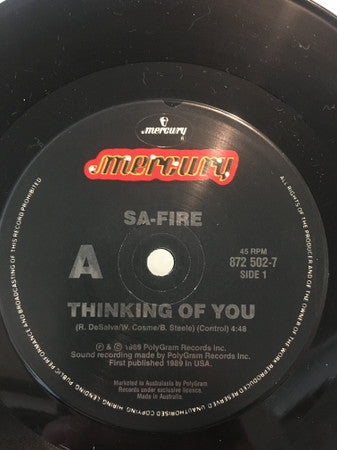 Safire : Thinking Of You (7", Single)