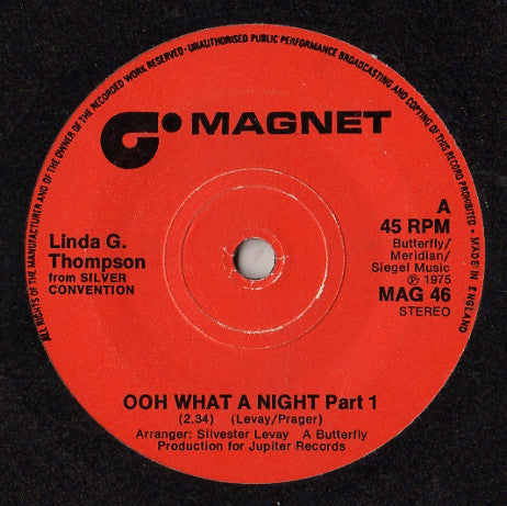 Linda G. Thompson : Ooh What A Night (7&quot;)