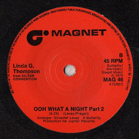 Linda G. Thompson : Ooh What A Night (7")